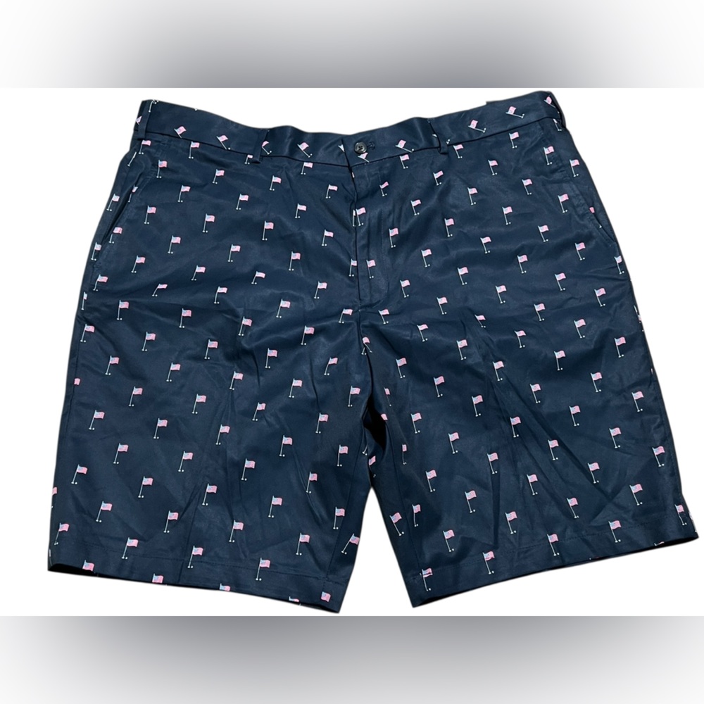 Walter Hagen Perfect 11 Men's Golf Shorts USA Tee Flag Print navy‎ size 42